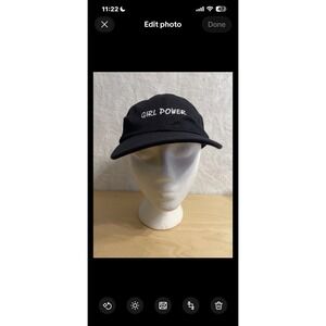 Girl Power Black Baseball Cap Gingham Bow Tie Back One Size Wonder Nation